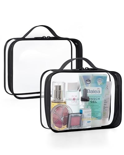 BAGSMART Clear Toiletry Bag with Handle 2-Pack TSA Approved, Black - color: Absolute Black, size: Medium