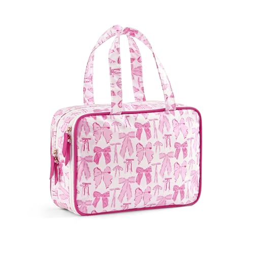 Toiletry Bag for Women, Pink Bow - color: Pink Bow