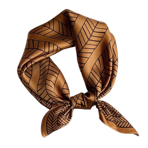 100% Mulberry Silk Neck Scarf for Women Square Neckerchief – 21 inch - color: Brown 6