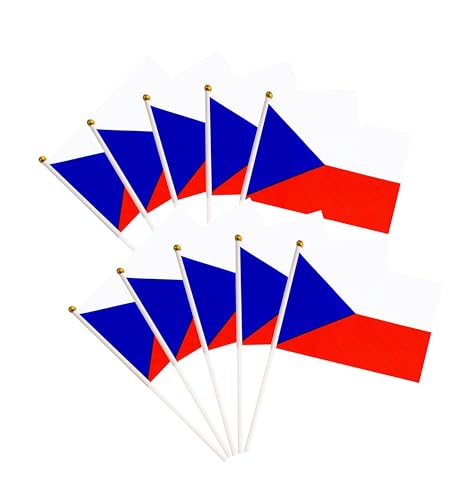 50 Pack Czech Republic Czechia Flags Small Mini Hand Held Czech Republic Czechia on Stick Flags, Miniature National Country Flags,Party Decorations Supplies for Parades,International Festival - color: Czechia