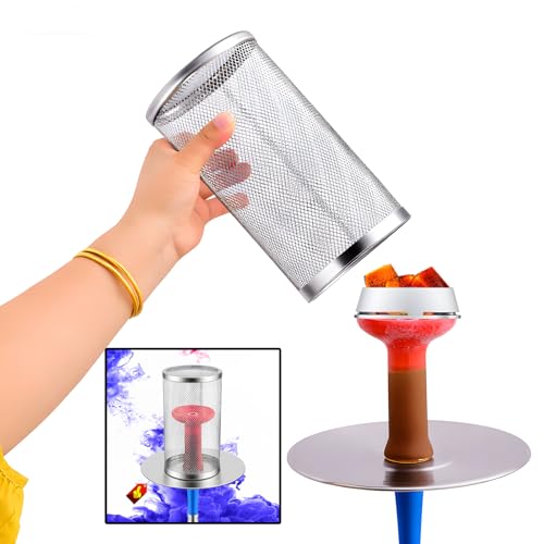Portable Hookah Charcoal Basket with Coal Tongs - Metal Storage Container & Holder for Shisha Accessories (Wind Cover) - size: Wind Cover