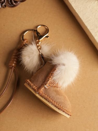 MINACHI Boho Mini Mitten Charm with Pompom Keychain - color: Keychain -Key.002