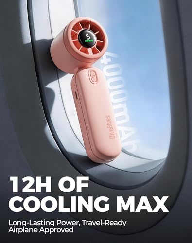 Diveblues Mini Portable Handheld Turbo Fan 27ft/s, 4000mAh Battery - color: Sakura Pink