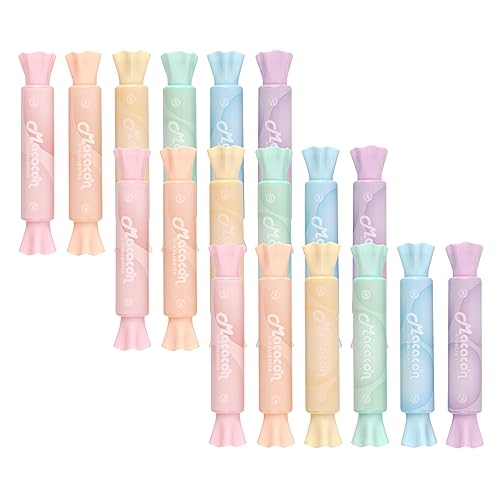 Candy Highlighters, 18 Pack Cute Pastel Highlighter Pens, Candy Shaped Chisel Tip No Bleed, Quick Dry Aesthetic Highlighters for School Supplies, Bible Study, Journaling, Planner, Notes, Teachers - style: 18 Pack