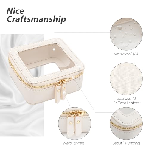 Aveniee Clear Makeup Bag Small, Mini Travel Toiletry Bag Cosmetic Bags Organizer, TSA Approved Clear Makeup Case Pouch with Zipper, Car Essentials for Women Men(Mini-White) - color: Off-White, style: Mini Trend