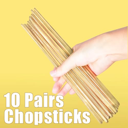 10 Pairs Metal Reusable Chopsticks,9 Inch Chop sticks(Gold)