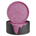 ME.FAN Silicone Coasters with Holder,[6 Pack] Drinking Coasters - Cup Mat for Hot or Cold Drinks, Thickened, Non-Slip, Non-stick,Deep Tray Dusty Rose - color: Dusty Rose