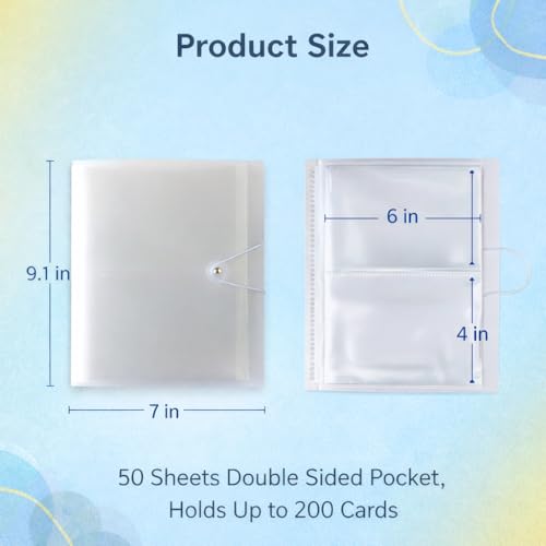 SHANGRLA 4x6 Index Card Holder Binder With Clear Sleeves, 200 Card Capacity - size: 4" x 6"