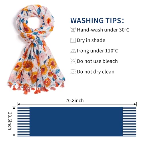 QIUTIMIY Scarf for Women Lightweight Soft Floral Leopard Printed Scarves Fall Winter Fashion Shawl Wrap with Fringe - color: Flower-orange Pink