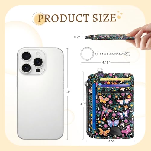 Kelvoris Credit Card Holder Small Wallet Women, Slim RFID, Butterflies - color: Butterfly