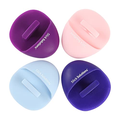 Slick- Silicone Facial Cleansing Brush, 4 Pack, Silicone Face Scrubber Exfoliator - color: Pink\purple\blue