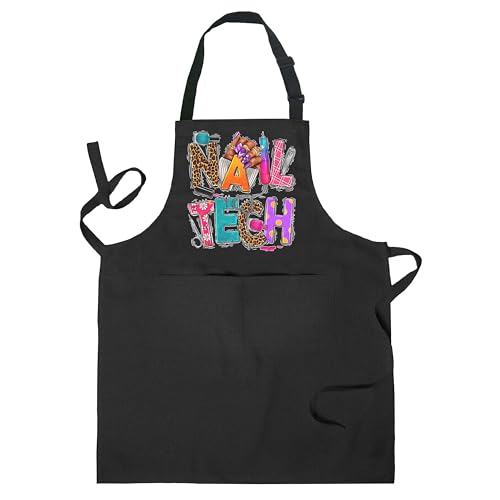 Nail Tech Aprons for Women with Pockets, Gifts for Nail Techs Technicians Artists Manicurists, Peace Love Nails - color: 5 Nail Tech Apron