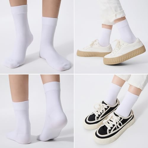 ATBITER Women Thin Cotton Crew Socks,Ankle Bootie Casual Dress Socks 6Pairs - color: 6 Pairs 2white+2black+2grey, size: 9-11