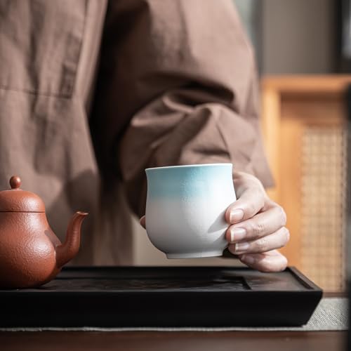 4-Oz Ceramic Espresso Cups Set - Multi-Color, Handle-Free Design for Home & Cafe | Dishwasher-Safe Stoneware Cups (Gradient Blue, 2) - color: Gradient Blue, size: 2