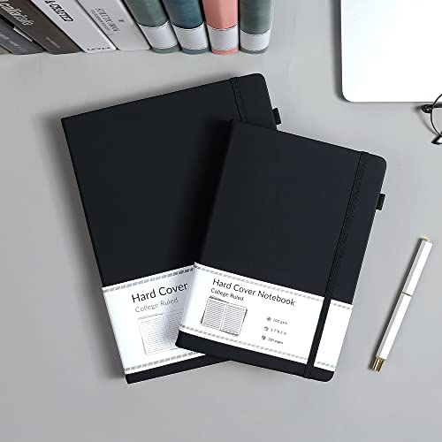 CAGIE Lined Journal Notebook, 320 Pages College Ruled Notebook, 100 Gsm Paper Thick Journal, B5 Hardcover Leather Journals for Writing Women Men, 7.6x10 In, Black - color: Black, style: Lined B5