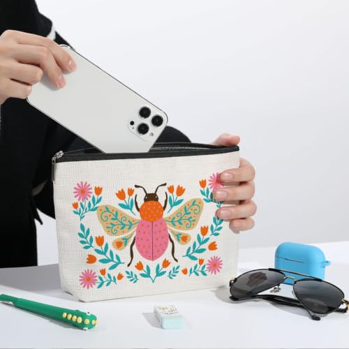 ZHAMEN Folk Art Beetle Makeup Bag Travel Organizer Pouch Cosmetic Bags 02 - color: Multicolor 1607