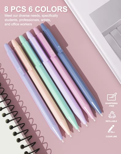 Cute Mechanical Pencil Set with Case, 8-Pack 0.5 0.7mm Pencils