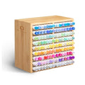 Ohuhu Bamboo Marker Organizer, Wooden Desktop Storage Holds 126 Markers - style: Right Angle Hold 126 Markers