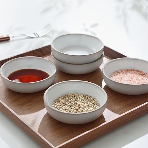 famiware Ceramic Soy Sauce Dish, 3oz Dipping Bowls Set of 6, Snowy White - color: Snowy White, style: Nature