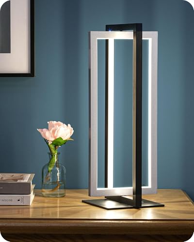 EDISHINE Modern LED Table Lamps, 750LM Dimmable Nightstand Lamp, Silver - color: Silver
