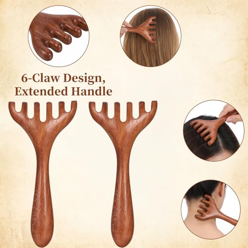 JJUNW Wooden Scalp Massager Comb - 3 Pcs Wide Sandalwood Head Massager