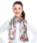 CBC Crown Christmas Scarf - Christmas Theme Candycane, Poinsettia Scarf - color: Candycane-silver