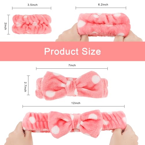 CIEHER 12 PCS Makeup Headband for Women Wrist Washband Scrunchies Cuffs for Washing Face, Soft Bow Hair Band Matching Wristbands, Cow, Leopard, Streaks, Polka dots - color: Cow, Leopard, Streaks, Polka dots