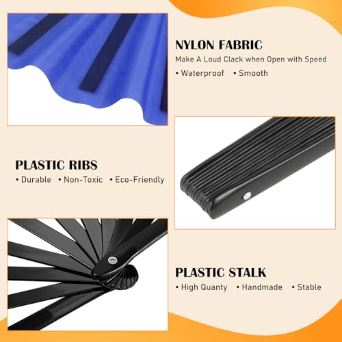 Maitys 4 Packs Large Folding Hand Fans, 13'', Red,Yellow,Green and Blue - color: Red,yellow,green and Blue