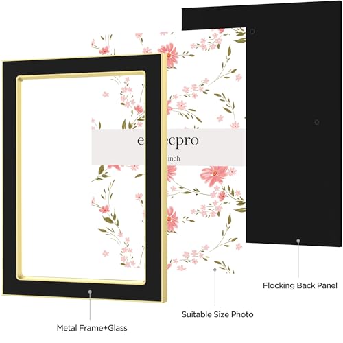 eletecpro 4x6 Enamel Picture Frame with Real Glass Cover, Black, 2-Pack - color: Black & Gold, size: 4x6