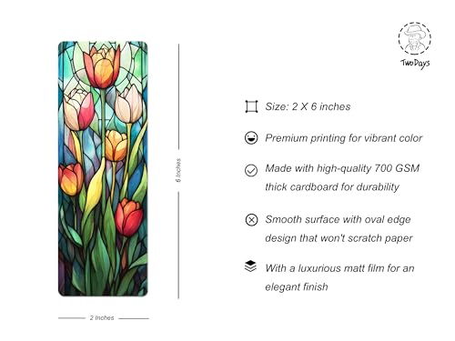 TwoDays 10Pcs Stained Glass Art Flower Bookmark for Reading Women, Cute Floral Bookish Gifts for Book Lovers Booktok, Fancy Book Accessories (6'' X 2'')