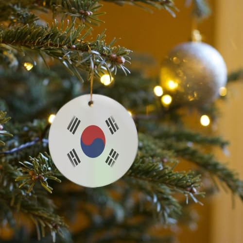 3dRose South Korea Flag Circle Porcelain Ornament - size: Circle Porcelain Ornament