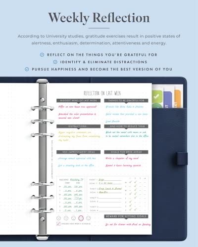 LUX PRO A5 - Daily Planner & appointment diary 2024 - Gratitude journal, wellness journal & Undated weekly planners and organisers - Desk journals for women & men - LUX Productivity (Blue - Midnight) - color: Blue - Midnight