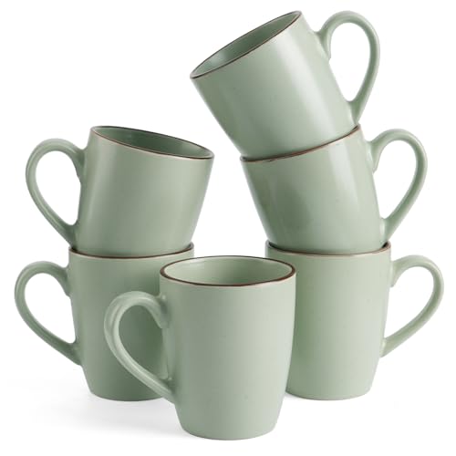 famiware Venus Coffee Mugs Set of 6, 13 oz Ceramic Stoneware Mug Cup Set - color: Light Green, size: 6pcs