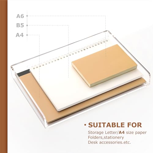 2 Pack- Stackable Paper Letter Tray, A4 File Tray Desk Organizer, Acrylic - style: Thin 2 Tier Trays