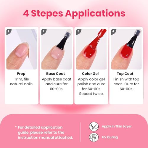 Beetles 30 Pcs Gel Nail Polish Kit with U V Light - 6 Colors Nails Kit - color: D-Sweet Date