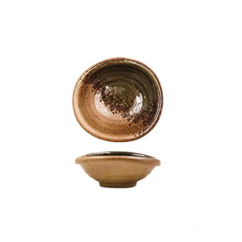 Colias Wing 3.5 Inch Simple Style Single Color Stylish Design Multipurpose Porcelain Side Dish Bowl Seasoning Dishes Soy Dipping Sauce Dishes-Set of 5-Brown - color: Set-of-5-TypeA