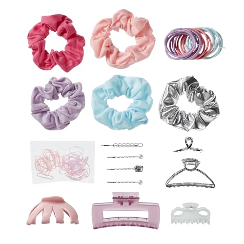 Scunci by Conair 82 piece hair accessory kit - hair accessories for women - claw clips - includes stackable storage - color: Pastel