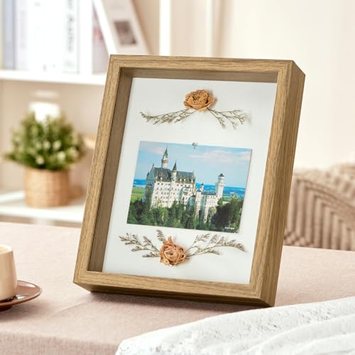 8x10 Brown Deep Shadow Box Picture Frame with HD Clear Glass - color: Brown, size: 8x10