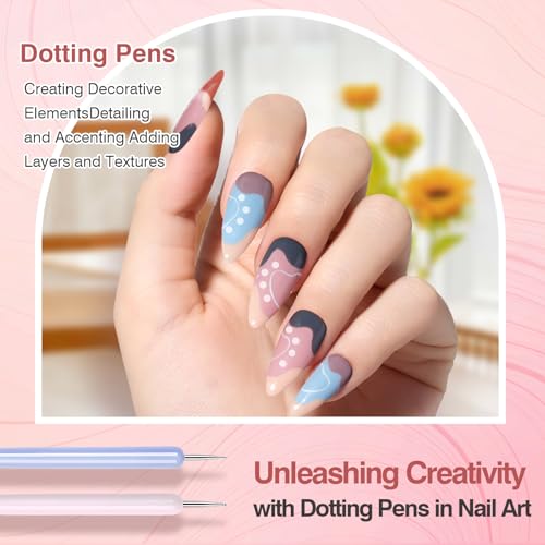 Nail Art Brushes, 6 Pcs Nail Brush Set with Liner Brush and Dotting Pens - color: 6PCS Nail Brush Set