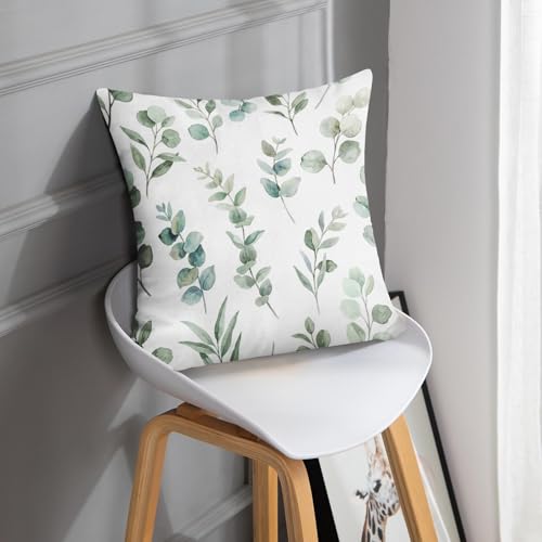 Emvency Throw Pillow Covers, 18 x 18 Inch, Eucalyptus Watercolor Greenery - size: 18" x 18" (Pack of 1)