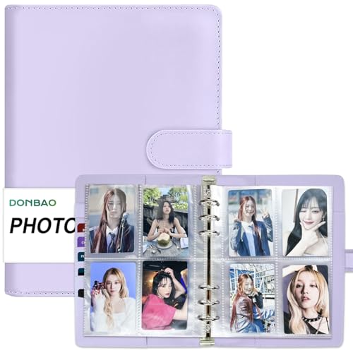 A5 Kpop Photocard Binder, 6 Ring Binder Collector’s Album with 240 Card Slots, PU Leather Cover for Organizing K-Pop, Trading Cards, Game Cards & Memorabilia (Purple) - color: Purple