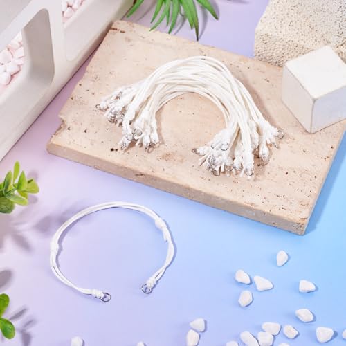 20Pcs White Adjustable Braided Cord Colorful Waxed Thread Half Finished Bracelet with Jump Rings for Wrist DIY Women Jewelry Making Friendship Fashion Bangle Accessory - color: White
