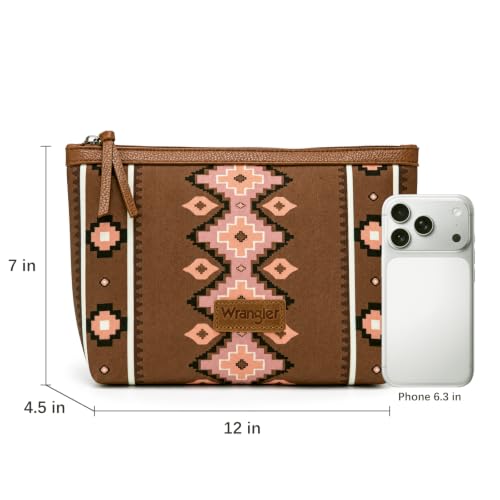 Wrangler Travel Makeup Bag Large Waterproof Cosmetic Bag for Women - color: Light Brown