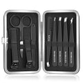 MORGLES Tweezers Set for Men 9 Pcs Nail Clipper Kit with Case for Grooming - color: B-black