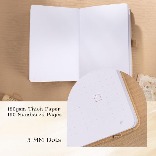 MGGAO Dotted Journal for Women Men, A5 Hardcover Dot Notebook - color: Beige, size: Dotted