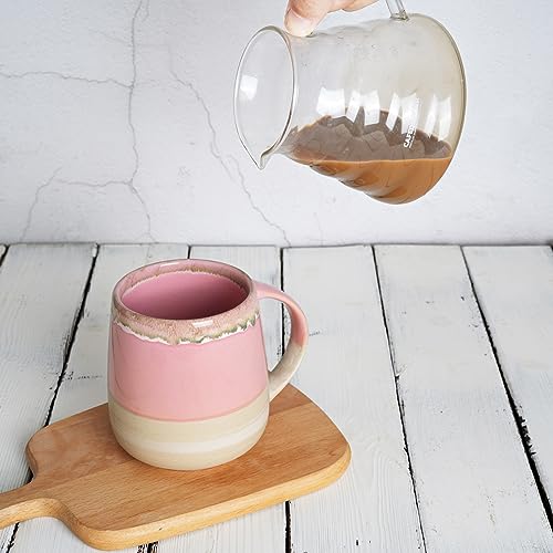 Bosmarlin Extra Large Ceramic Coffee Mug, 23 Oz, Dishwasher and Microwave Safe, Oversized Big Tea Cup, Reactive Glaze (Pink) - color: Pink