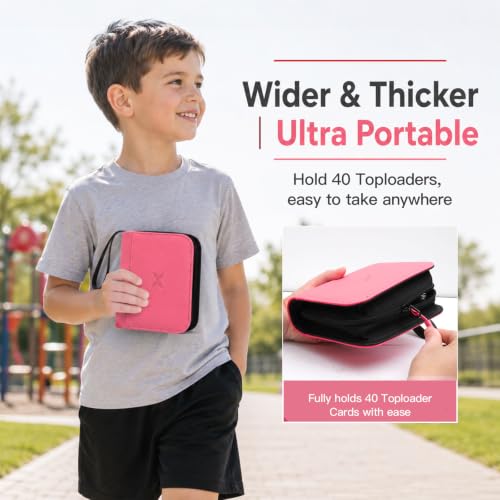 Mini 1 Pocket Top Loader Binder, Upgraded Widened Pages & Spine - color: Pink, size: 1