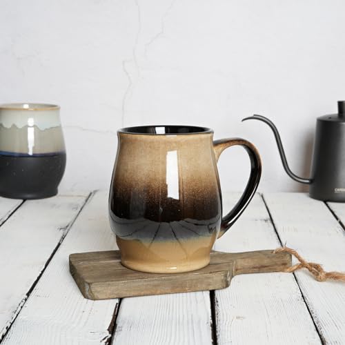 Bosmarlin Extra Large Ceramic Coffee Mug, 25 Oz, Dishwasher and Microwave Safe, Oversized Big Tea Cup for Office and Home, Reactive Glaze (Walnut) - color: Walnut