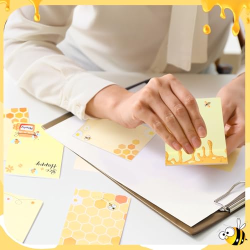 Gilprop 24 Pack Bee Sticky Notes 3x4 Inch, Honeybee Memo Pads, Bee - style: Bee