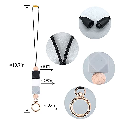 Teacher Lanyards for ID Badges and Keys, Cute Silicone Beaded Lanyard - color: Gold-004